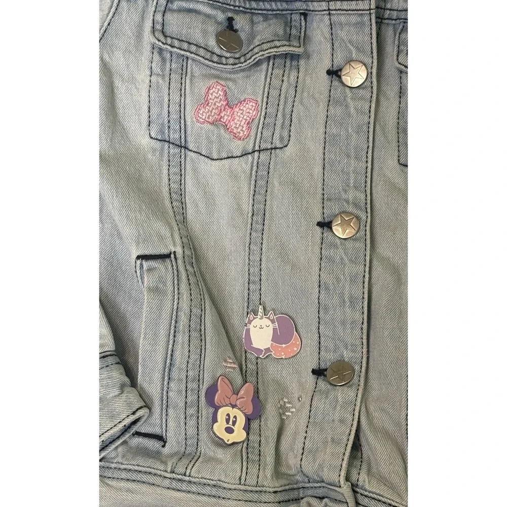 Disney Jean Jacket Girls Size 9/10 Denim Minnie Mouse Sequin &‎ Embroidered